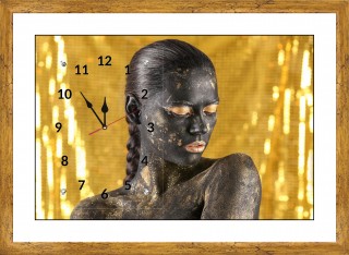 Часы-картина с паспарту в золотом багете 50х70 CAS(151)